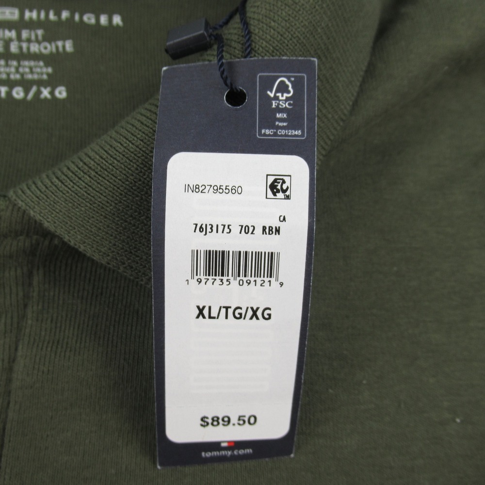 Tommy Hilfiger Quarter Zip Polo Womens XL Green Slim Fit Long Sleeve 76J3175 - Picture 3 of 11